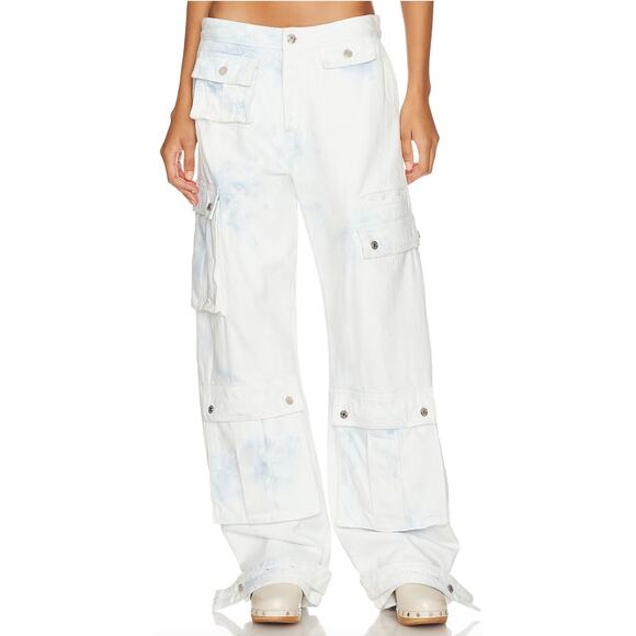 GRLFRND Cargo Jean Camo SIZE 32 Camouflage Slouchy Low Rise Baggy Lara $325 NEW - Picture 1 of 9